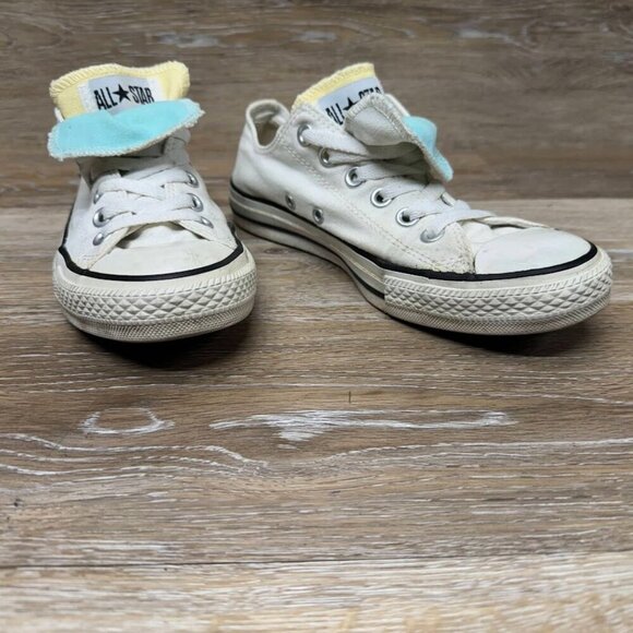 Converse All Star Double Tongue Teal/Yellow Sneaker Women's Size 7 - Picture 6 of 7